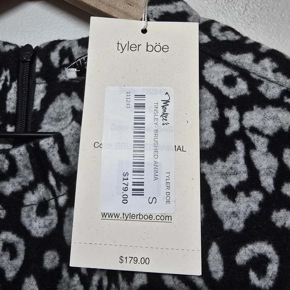 Tyler Boe Women's Short Shift Dress Leopard Print Half Sleeve Ruffle Hem Sz S‎